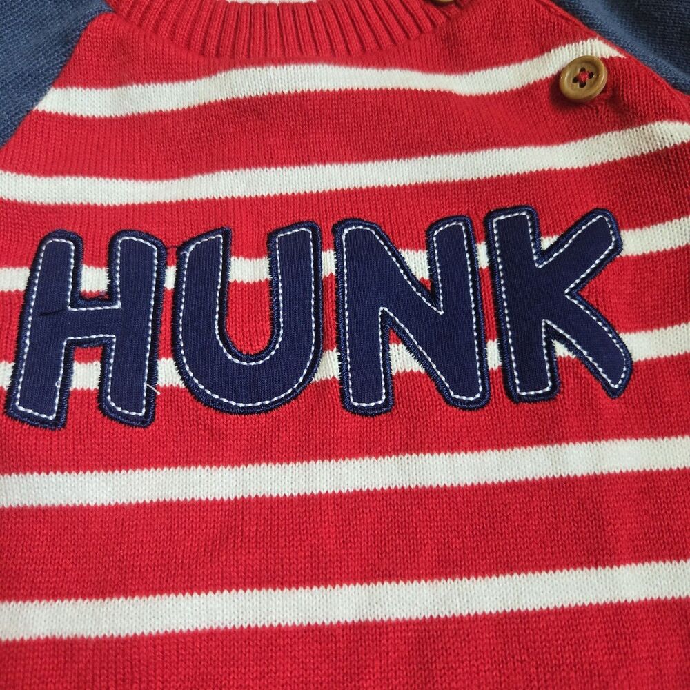 NWT Good Lad Baby Boy 12M Knit Sweater Romper Red Striped Hunk Cracker Barrel - Picture 3 of 10